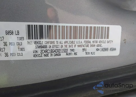 2014 Chrysler Town & Country Touring z USA, uszkodzony, nr VIN 2C4RC1BG4ER211522